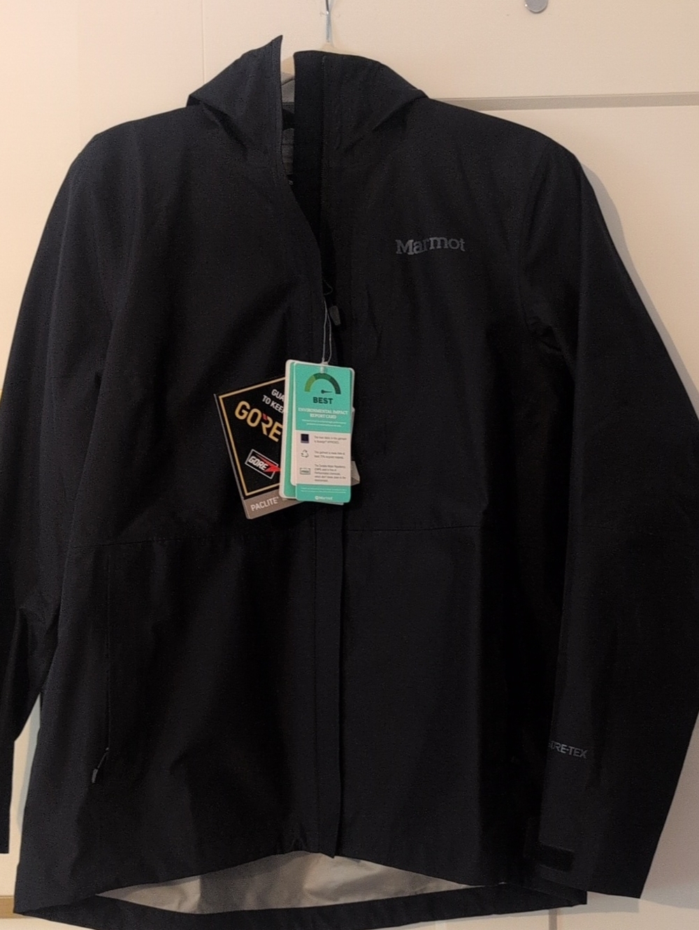Marmot Black Gore‑Tex Hooded Rain Shell
